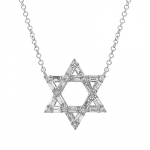 Load image into Gallery viewer, 14K Gold Diamond Baguette Medium Star of David Necklace
