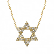 Load image into Gallery viewer, 14K Gold Diamond Baguette Medium Star of David Necklace

