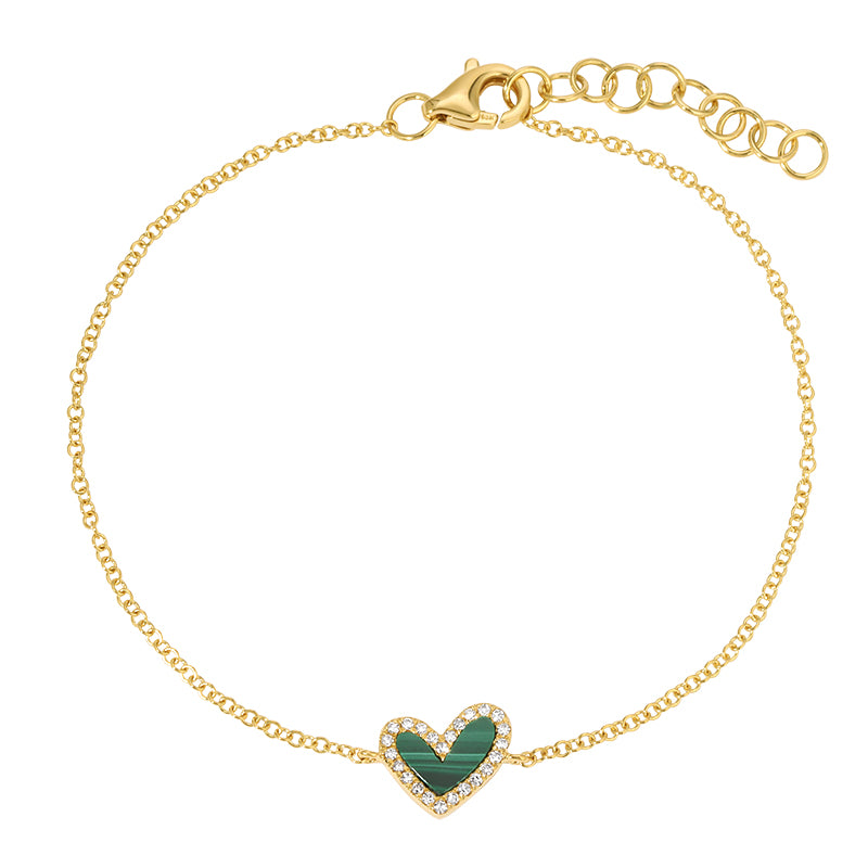 14K Yellow Gold Diamond Heart Bracelet