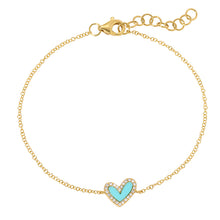 Load image into Gallery viewer, 14K Yellow Gold Diamond Heart Bracelet
