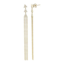 Load image into Gallery viewer, 14K Yellow Gold Diamond Triangle Tassel Earrings
