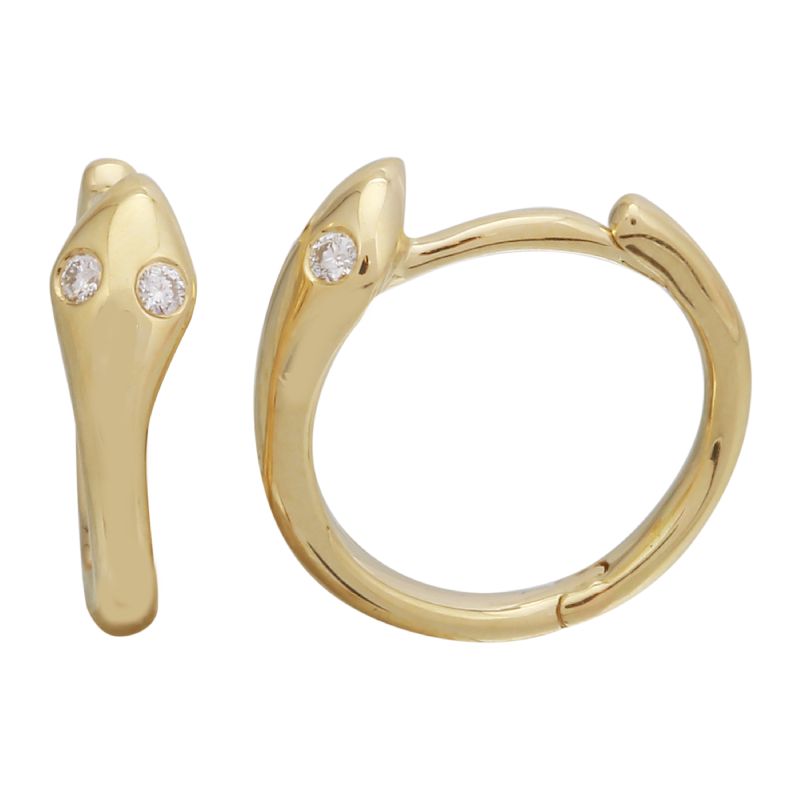 14K Yellow Gold Snake Huggie Earrings