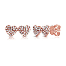 Load image into Gallery viewer, 14K Gold Diamond Heart Studs
