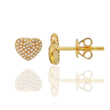 Load image into Gallery viewer, 14K Gold Diamond Bubble Heart Studs
