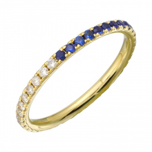Load image into Gallery viewer, 14K Yellow Gold Half Diamond Half Sapphire Eternity Ring
