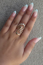 Load image into Gallery viewer, 14K Yellow Gold Bezel Diamond Wave Ring