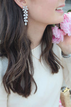 Load image into Gallery viewer, 14K White Gold Baguette Diamond Flower Drop Earrings