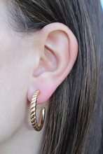 Load image into Gallery viewer, 14K Yellow Gold Braided Open Hoop Earrings
