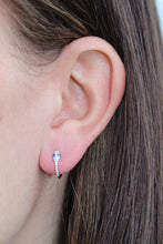 Load image into Gallery viewer, 14K Gold Snake Diamond Huggie Earrings / Sapphire Eye
