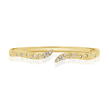 Load image into Gallery viewer, 14K Brushed Gold Confetti Collection Wavy Diamond Bangle
