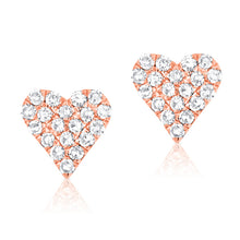 Load image into Gallery viewer, 14K Gold Diamond Mini Heart Studs (Second Hole Only)
