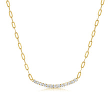 Load image into Gallery viewer, 14K Gold Diamond Curve and Paperclip Chain Necklace
