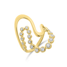 Load image into Gallery viewer, 14K Yellow Gold Bezel Diamond Wave Ring