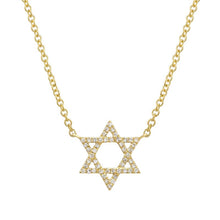 Load image into Gallery viewer, 14k Gold Star Of David Diamond Necklace
