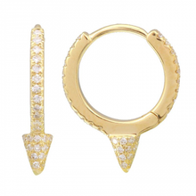 Load image into Gallery viewer, 14K Gold Full Diamond Spike Huggie Earrings
