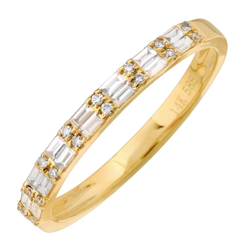 14K Yellow Gold Baguette and Diamond Ring