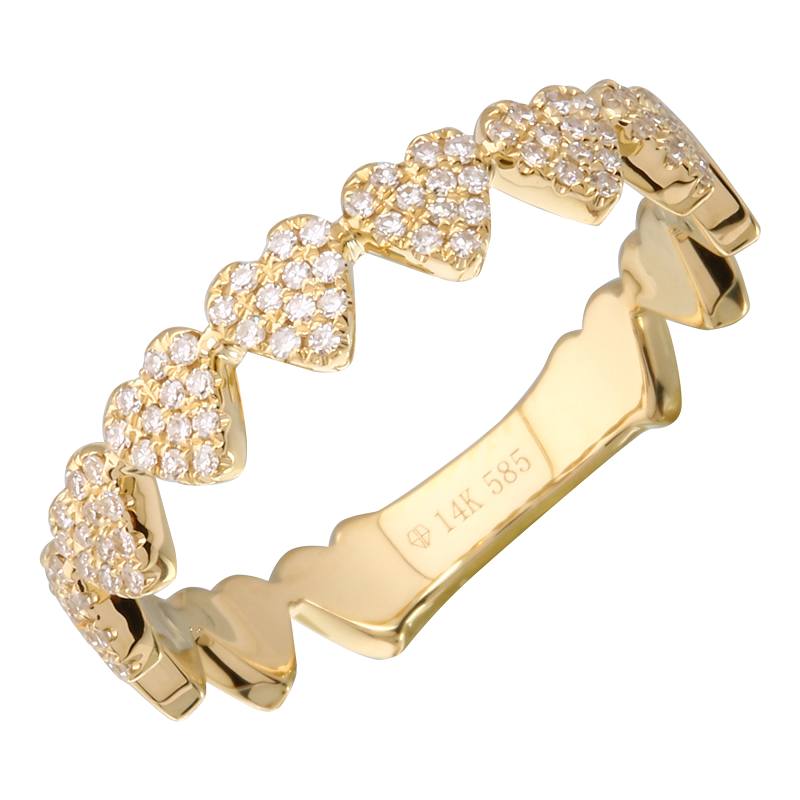 14k Yellow Gold Heart Diamond Ring