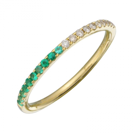 14K Yellow Gold Half Emerald Half Diamond Ring
