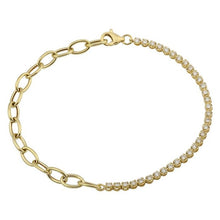 Load image into Gallery viewer, 14K Gold Diamond Half Link Half Tennis Bracelet
