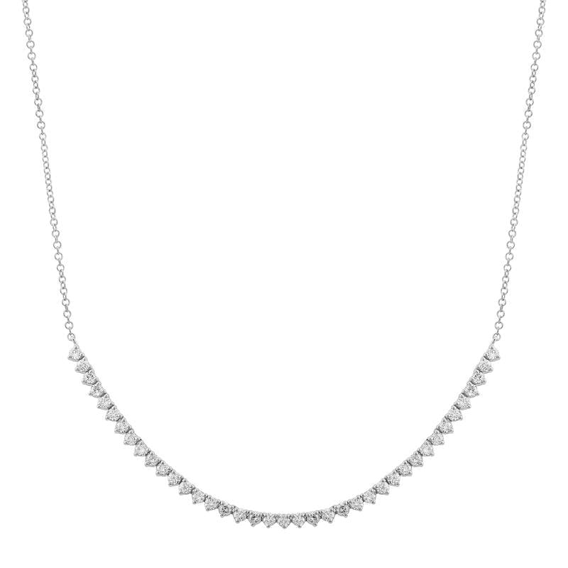 14k Gold 3 Prongs Setting Diamond Tennis Chain Necklace