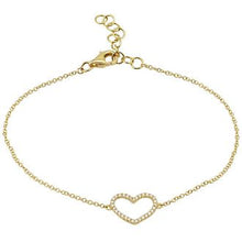 Load image into Gallery viewer, 14K Gold Diamond Open Heart Bracelet
