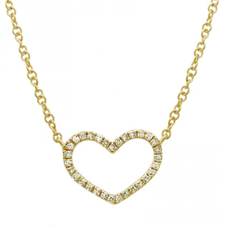 14K Gold Diamond Open Heart Necklace