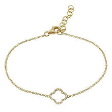Load image into Gallery viewer, 14K Gold Diamond Open Clover Bracelet

