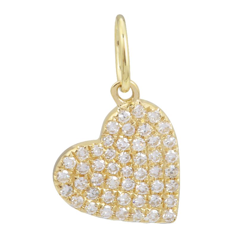 14K Yellow Gold Diamond Heart Charm