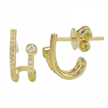 Load image into Gallery viewer, 14K Gold Diamond Lobe Stud Earrings

