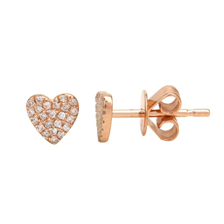 14K Gold Heart Diamond Earrings