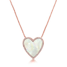 Load image into Gallery viewer, 14K Gold Mother Of Pearl and Diamond Heart Necklace
