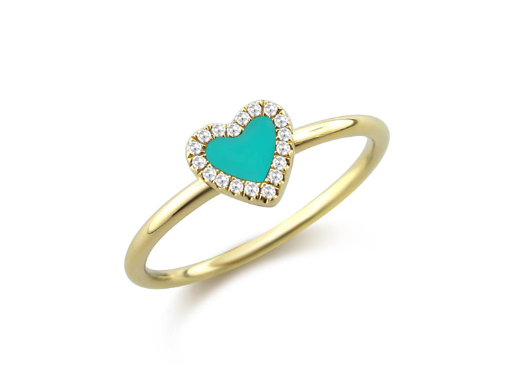 14K Gold Mini Turquoise Heart Ring