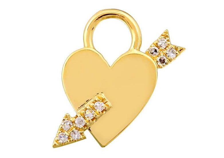 14k Yellow Gold Heart and Arrow Diamond Charm