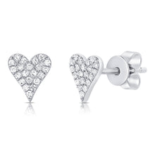 Load image into Gallery viewer, 14K Gold Diamond Small Elongated Heart Studs

