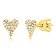Load image into Gallery viewer, 14K Gold Diamond Small Elongated Heart Studs
