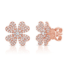 Load image into Gallery viewer, 14K Gold and Diamond Small Clover Studs
