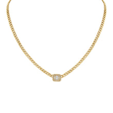 Load image into Gallery viewer, 14K Yellow Gold Baguette Charm Cuban Link Necklace
