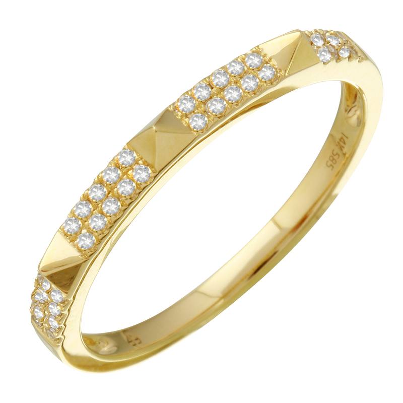 14k Yellow Gold Diamond Spike Ring