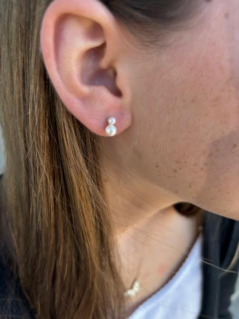 Double ball pearl earrings sales