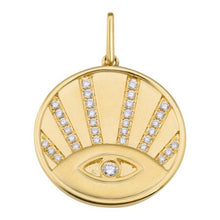 Load image into Gallery viewer, 14k Yellow Gold Coin Evil Eye Diamond Charm
