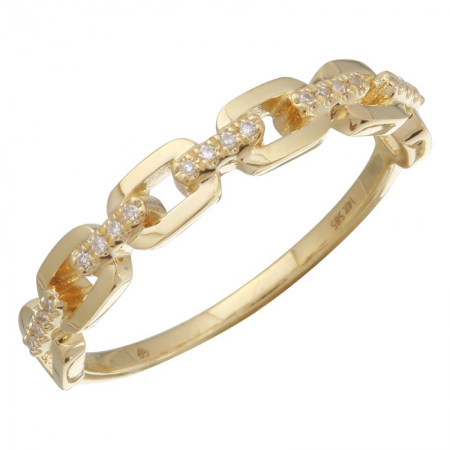 14k Yellow Gold Link Diamond Ring