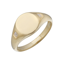 Load image into Gallery viewer, 14K Yellow Gold Diamond Baguette Signet Pinky Ring
