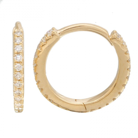 14k Yellow Gold Diamond Eternity Mini Round Huggies