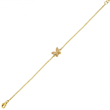 14K Yellow Gold Diamond Butterfly Bracelet