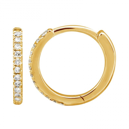 14K Yellow Gold Diamond 11mm Huggies