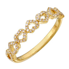 Load image into Gallery viewer, 14K Yellow Gold Diamond Open Hearts Ring
