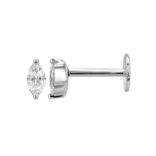 Load image into Gallery viewer, 14k White Gold Marquise Diamond Flat Back Earrings (Second Hole/ Sold as Single)
