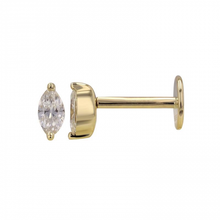 Load image into Gallery viewer, 14k White Gold Marquise Diamond Flat Back Earrings (Second Hole/ Sold as Single)
