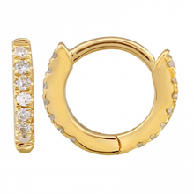Load image into Gallery viewer, 14K Gold Full Diamond 7mm Huggies (sold as single)
