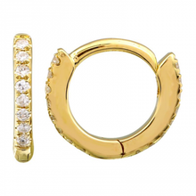 Load image into Gallery viewer, 14K Gold Full Diamond 8mm Huggies (sold as single)
